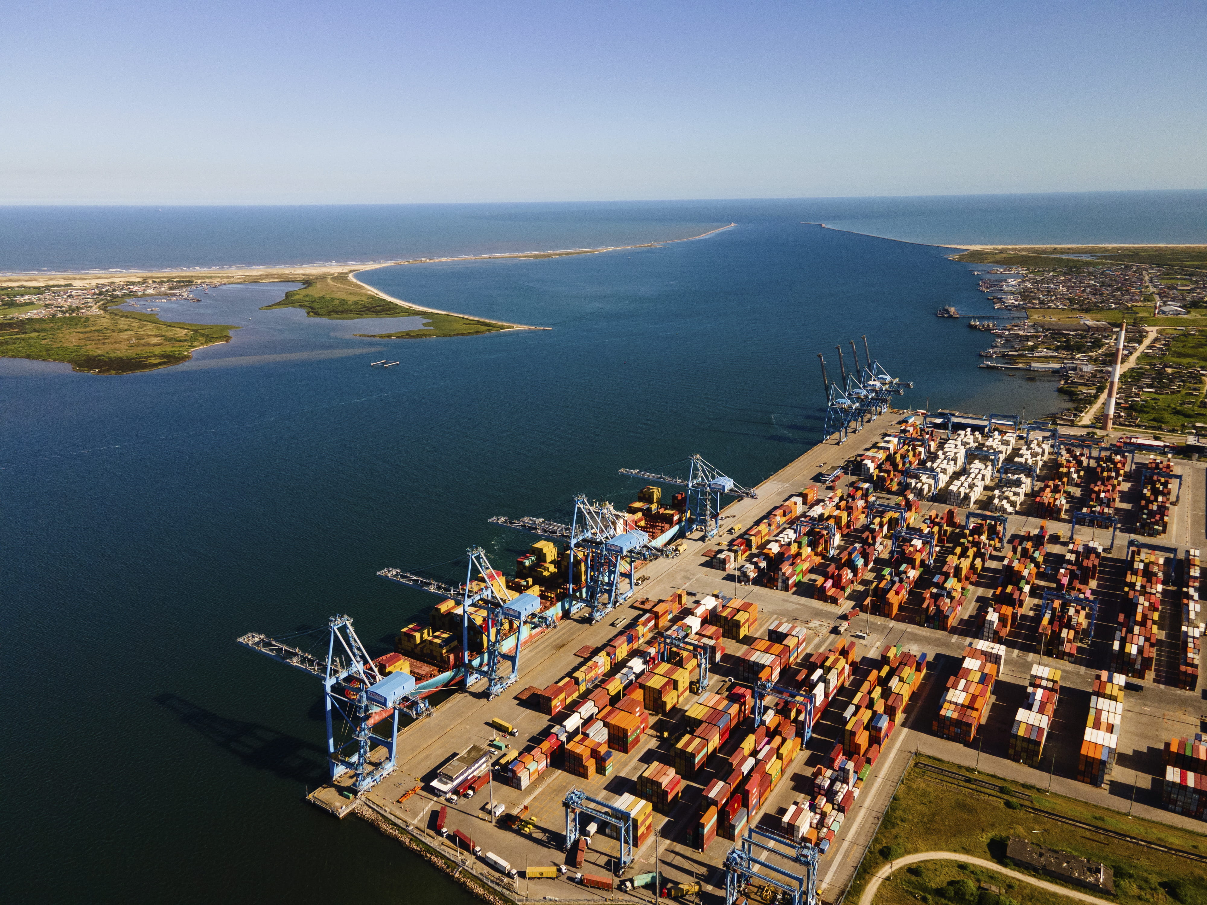 Aerial view of a container terminal in Brazil