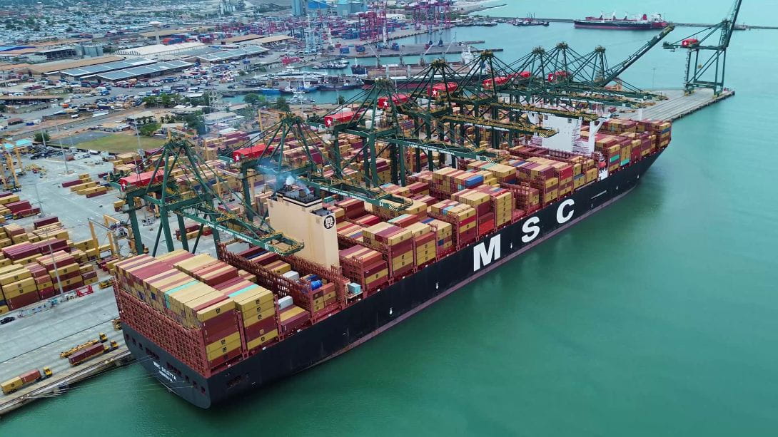 MSC’s Mega Container Vessel MSC DILETTA in port.