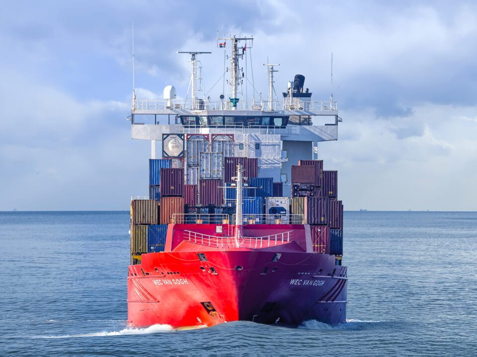 Red WEC Lines’ vessel in transit